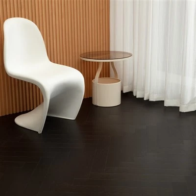 Piso laminado de madeira escura